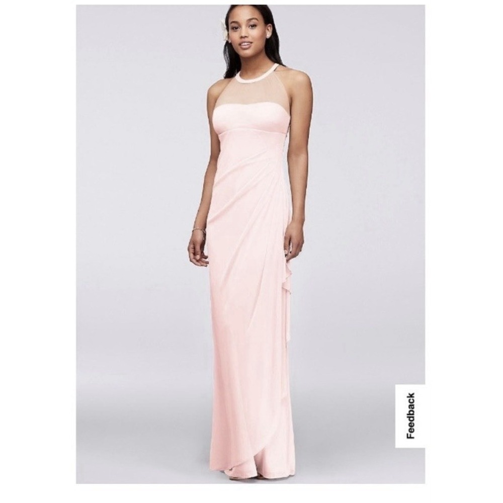 David's Bridal Canary Yellow‎ Illusion Mesh Formal Gown Size 18 NWT Bridesmaid